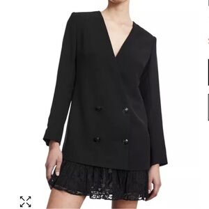 The Kooples Black Lace Trim Blazer Dress